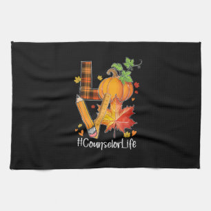 LOVE Counselor Life Fall Leaves Autumn Season Pump Tea Towel