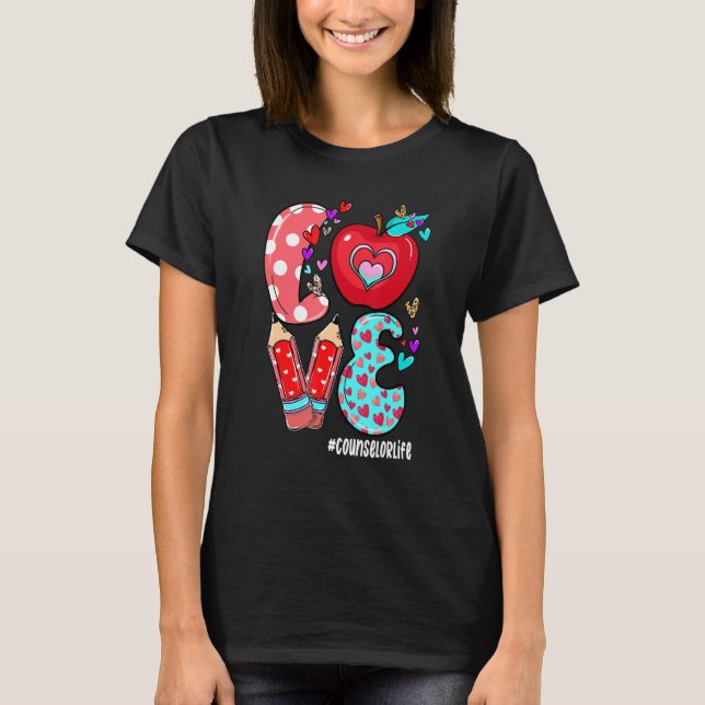 LOVE Counselor Life Leopard Heart Valentine's Day  T-Shirt (Front)
