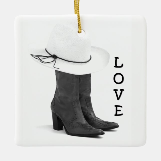 **LOVE COUNTRY AND BOOTS** CHRISTMAS ORNAMENT (Front)