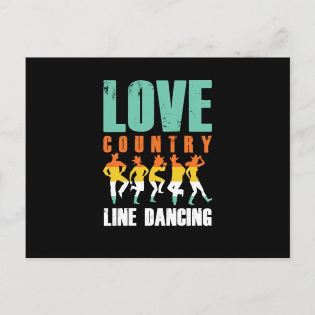 Love Country Line Dancing Music Dancer Cowboy Gift Postcard (Front)