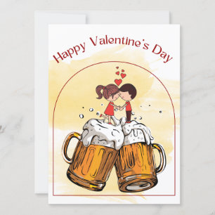 Love Couple Beer Drink Happy Valentine's Day Card