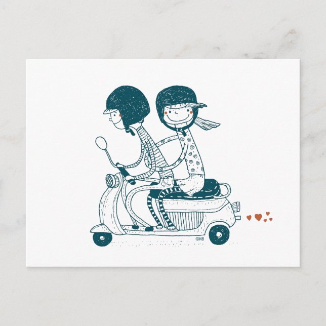 Love Couple on Drawing Postcard (Front)