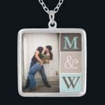 Love Couple Photo & Initials Monogram Necklace<br><div class="desc">Beautiful pendant customised with your photo and initials. Makes a beautiful gift for engagement,  wedding,  or anniversary.</div>