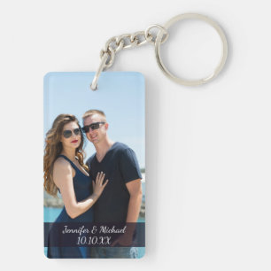 Love Couple Photo Names and Date Key Ring