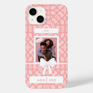 Love Couple Photo Pink Hearts Pattern Case-Mate iPhone 14 Case