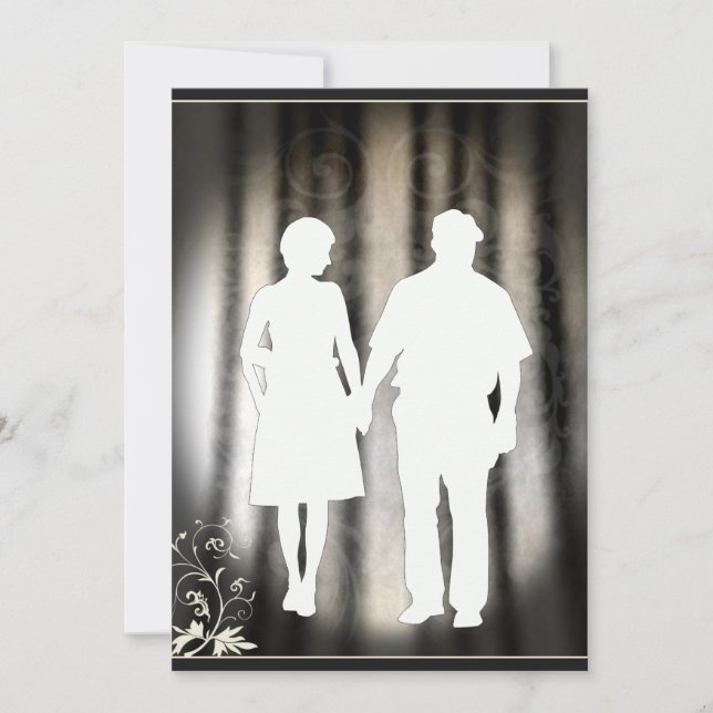 Love couple silhouette  engagement or wedding card (Front)