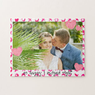 Love Couple SO HAPPY I SWIPED RIGHT Customised Jigsaw Puzzle