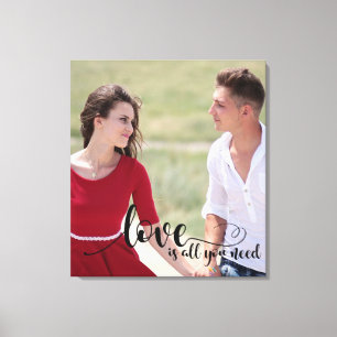 Love Couple Text Overlay Create your own Photo Canvas Print