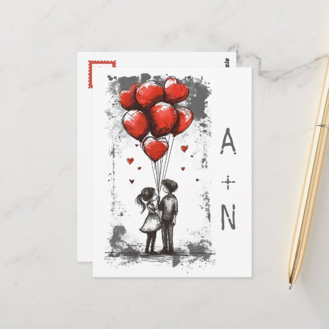 Love Couple Valentine's Day Postcard (Front/Back In Situ)