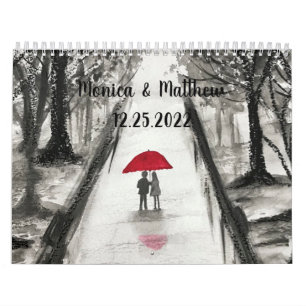 Love couple Wedding Anniversary Cute Date Name Calendar