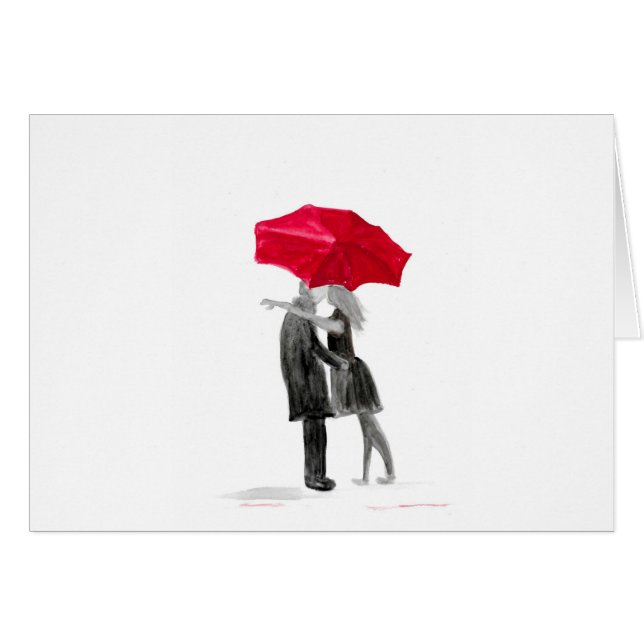 Love couple with red umbrella (Front Horizontal)