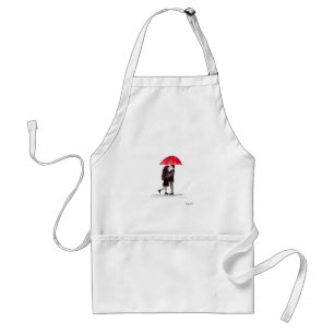 Love couple with red umbrella art standard apron