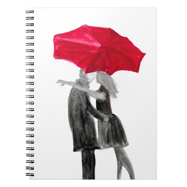 Love couple with red umbrella notebook (Front)