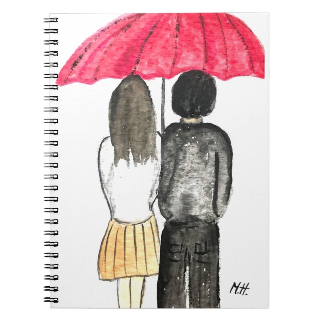 Love couple with red umbrella notebook (Front)