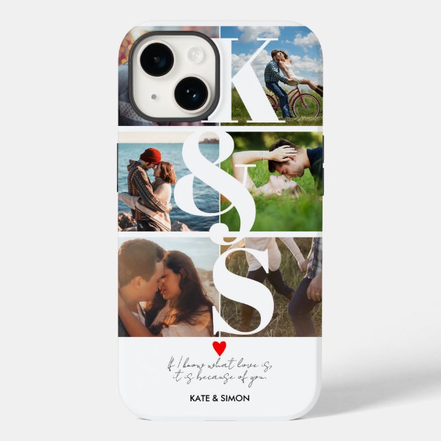 Love Couples Photo Collage Personalised Monogram Case-Mate iPhone Case (Back)