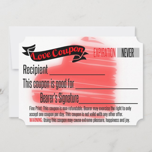 Love Coupon BLANK Invitation (Front)