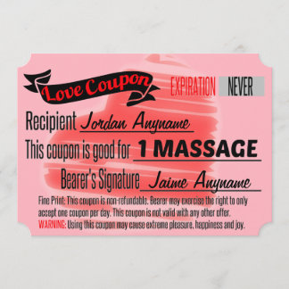 Love Coupon for MASSAGE Invitation
