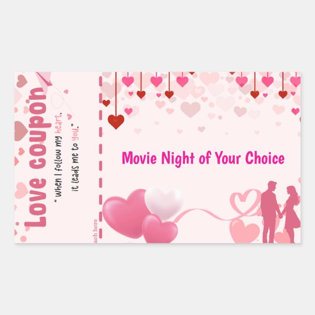 Love coupon rectangular sticker (Front)