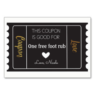 Love Coupons in Black and Gold Table Number
