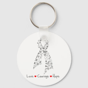 Love Courage Hope Butterfly - Brain Cancer Key Ring