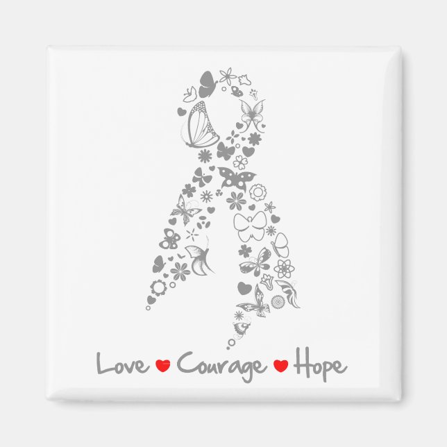 Love Courage Hope Butterfly - Brain Cancer Magnet (Front)