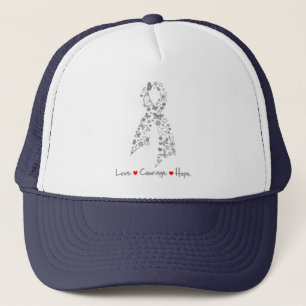 Love Courage Hope Butterfly - Brain Cancer Trucker Hat