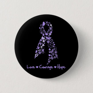 Love Courage Hope Butterfly - General Cancer 6 Cm Round Badge