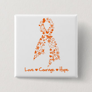 Love Courage Hope Butterfly - Leukaemia 15 Cm Square Badge