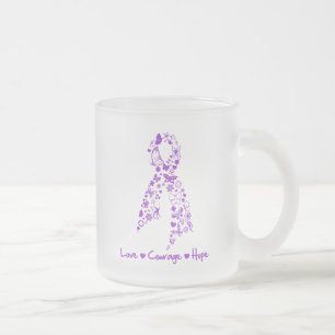 Love Courage Hope Butterfly - Pancreatic Cancer Frosted Glass Coffee Mug