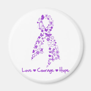 Love Courage Hope Butterfly - Pancreatic Cancer Magnet
