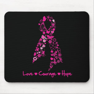 Love Courage Hope Butterfly Ribbon - Breast Cancer Mouse Mat