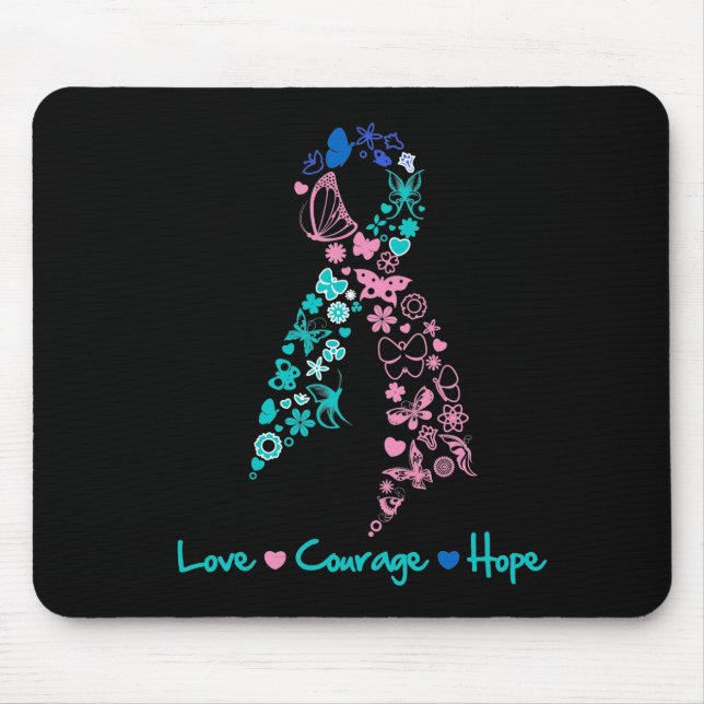 Love Courage Hope Butterfly -  Thyroid Cancer Mouse Mat (Front)
