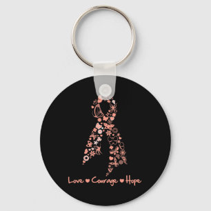 Love Courage Hope Butterfly - Uterine Cancer Key Ring