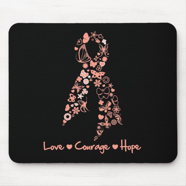 Love Courage Hope Butterfly - Uterine Cancer Mouse Mat (Front)