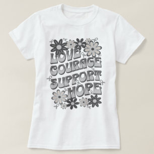 Love Courage Support Hope Brain Tumour Flower T-Shirt