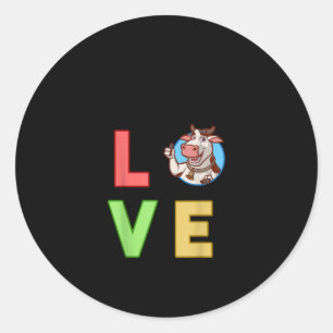 Love Cow Gift Classic Round Sticker