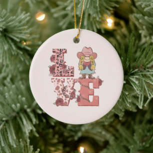 Love & Cowgirl Spirit – Vintage Country Style Ceramic Tree Decoration