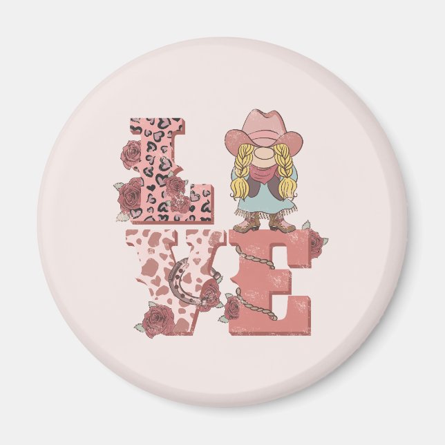 Love & Cowgirl Spirit – Vintage Country Style Magnet (Front)