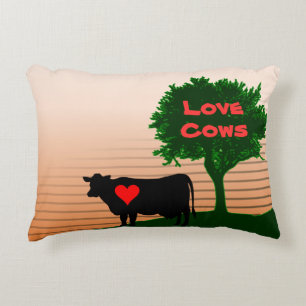 Love Cows- Cow Silhouette with Lone Tree Decorative Cushion