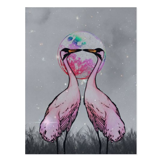Love Cranes B&W Background Postcard