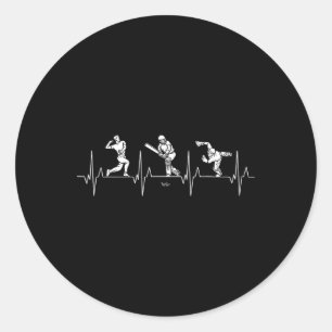 Love Cricket - Bowling Heartbeat Funny Cricket Classic Round Sticker