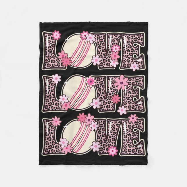 Love Cricket Lover Outfit Women Teen Girls Kids Cu Fleece Blanket (Front)