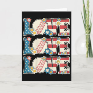Love Cricket Lover Outfit Women Teen Girls Patriot Card