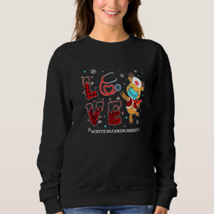 Love Critical Care Nurse Buffalo Plaid Leopard Xma Sweatshirt