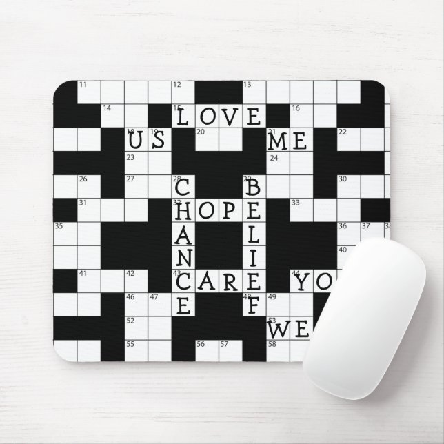 Love Crossword Puzzle Mouse Mat (With Mouse)