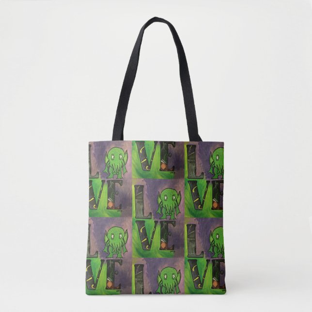 LOVE Cthulhu Repeating Tote  Bag (Front)