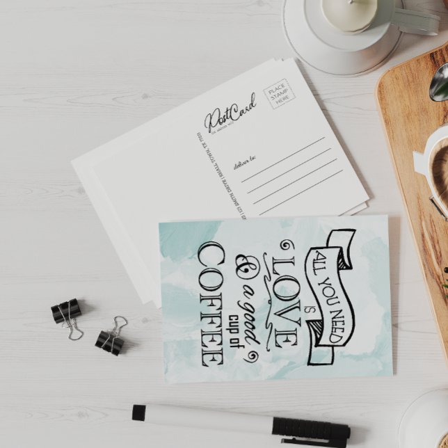 Love Cup Coffee Words Cute Friends Say Hi Postcard (Creator Uploaded)