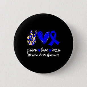 Love Cure Alopecia Areata Blue Ribbon Awareness 6 Cm Round Badge