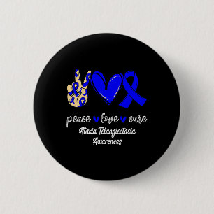 Love Cure Ataxia Telangiectasia Blue Ribbon Awaren 6 Cm Round Badge