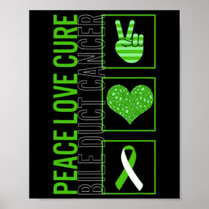 Love Cure Bile Duct Cancer Awareness Ribbon Warrio Poster